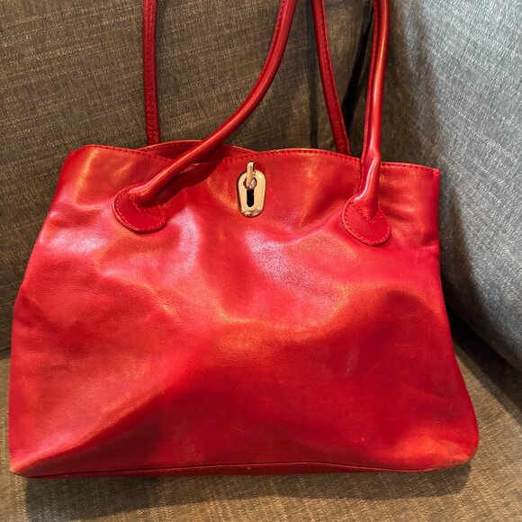 I Ponti Firenze Red Leather Shoulder Bag - Picture 1 of 13